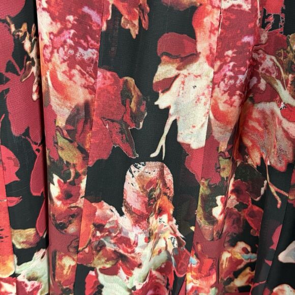 TAHARI ASL Size 18 Floral DRESS MULTICOLOR KNEE Length Sheer Long Sleeve - Picture 5 of 8